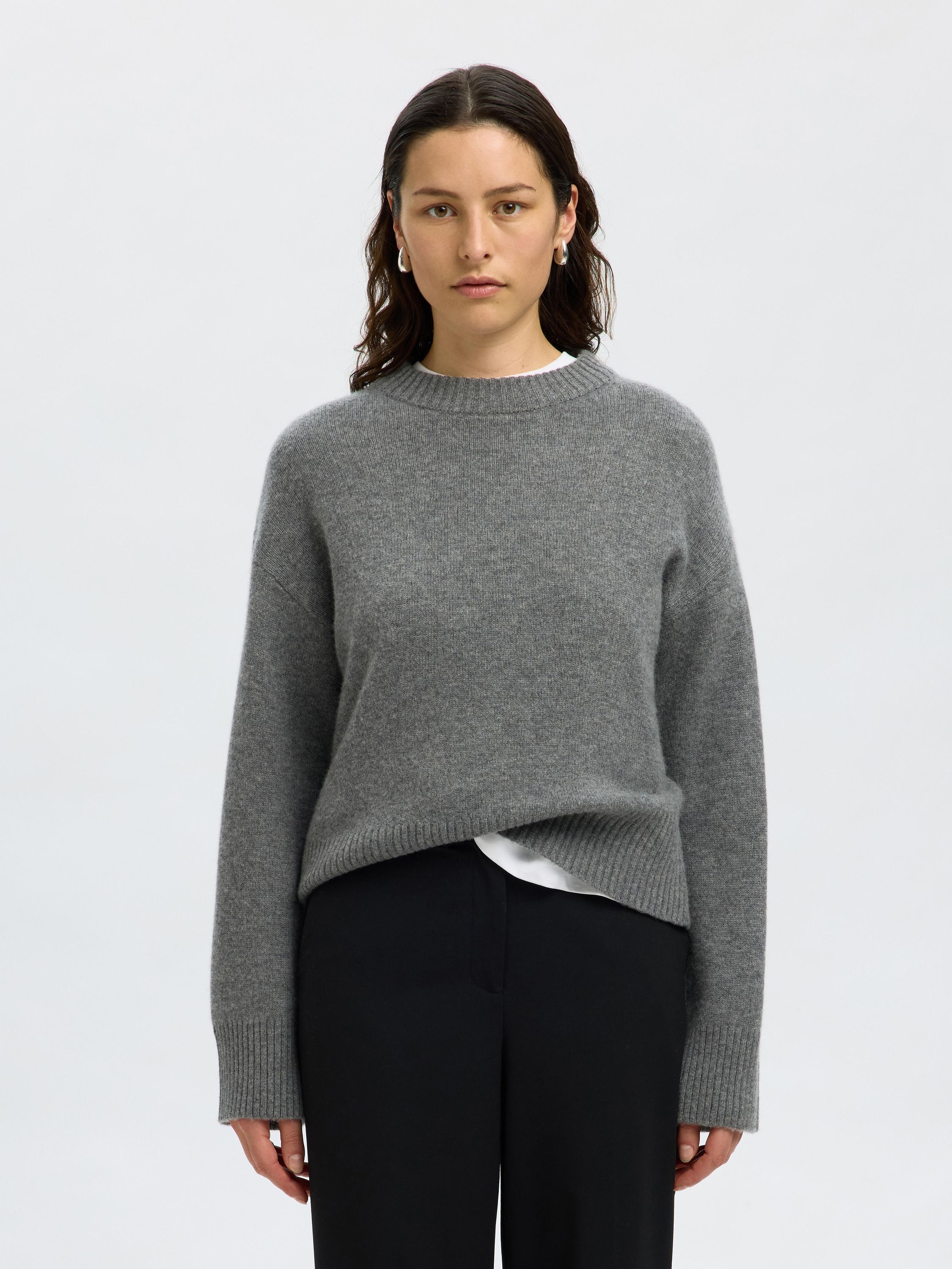 Strickpullover aus Kaschmir-Mix - Medium Grey Melange - Grau
