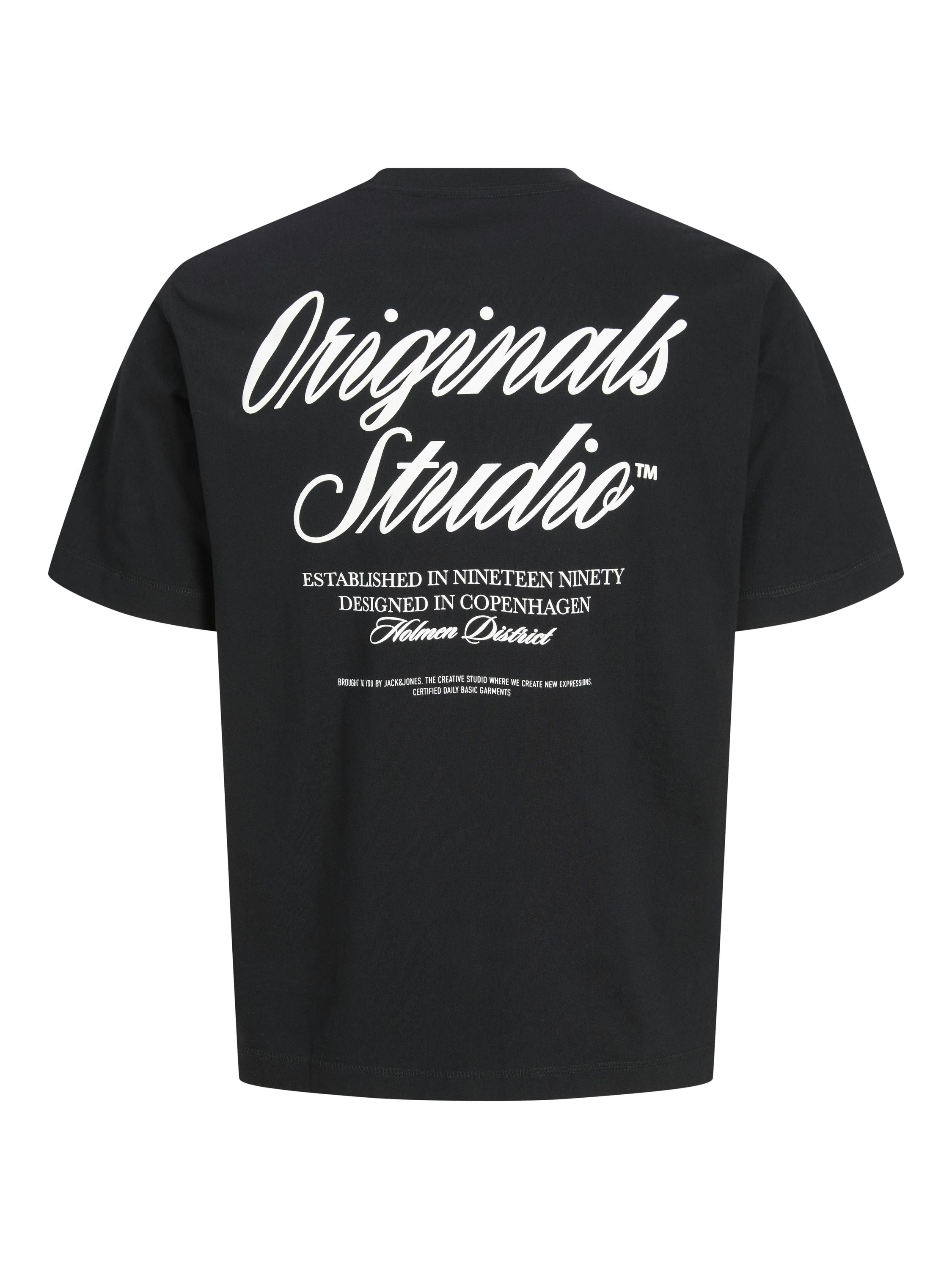 T-Shirt aus Baumwollmix - Black - Schwarz