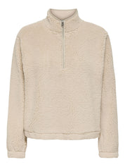 Fleecepullover mit Stehkragen - Pumice Stone/SOLID - Beige