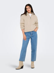 Fleecepullover mit Stehkragen - Pumice Stone/SOLID - Beige