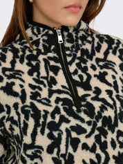 Fleecepullover mit Stehkragen - Black/Dallas - Beige