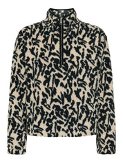 Fleecepullover mit Stehkragen - Black/Dallas - Beige