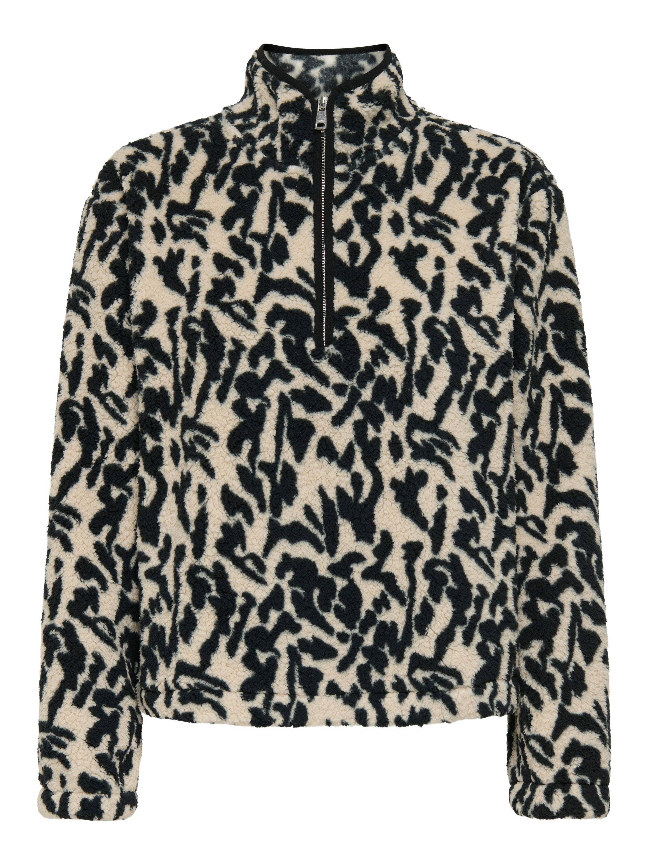 Fleecepullover mit Stehkragen - Black/Dallas - Beige