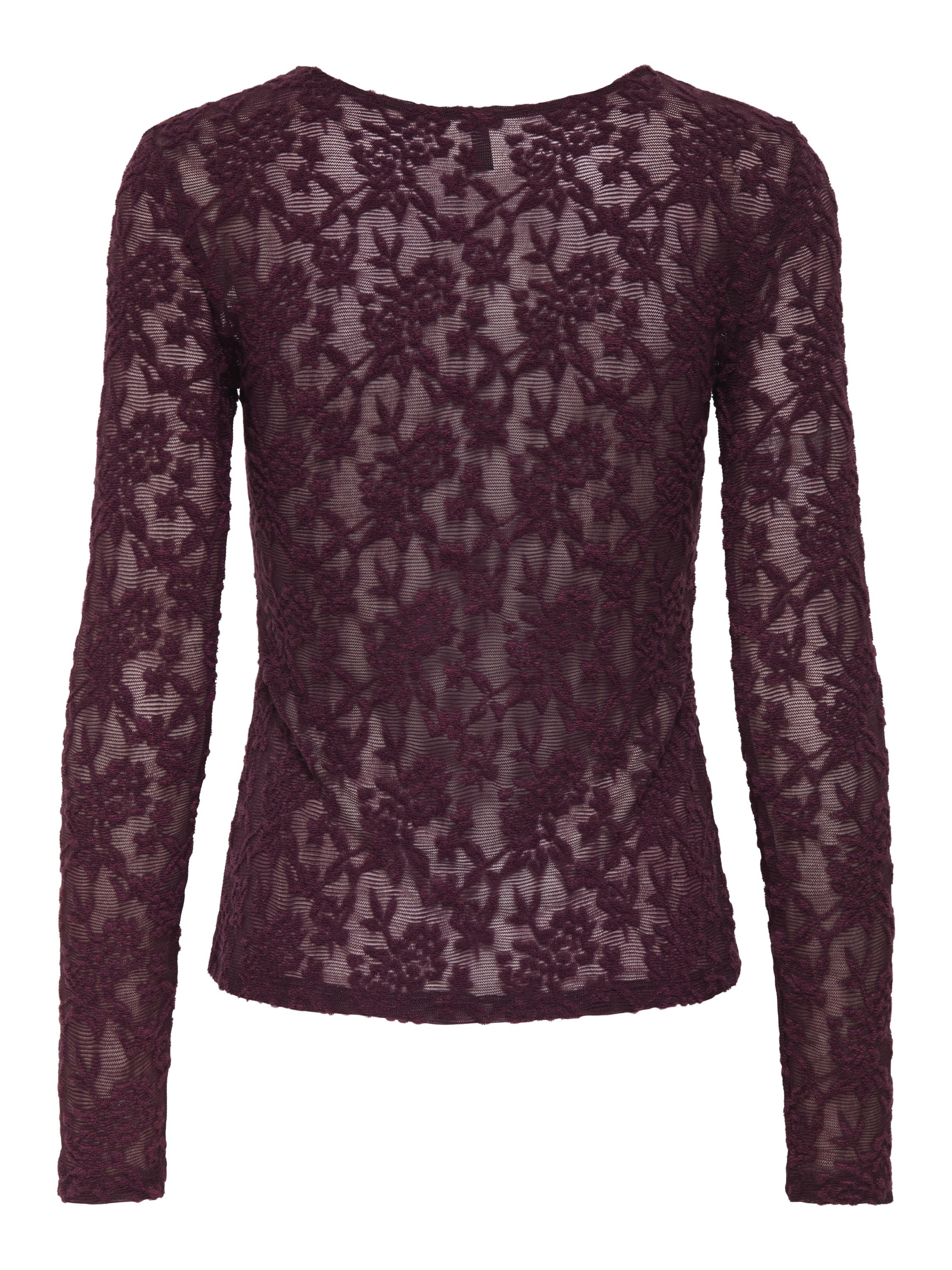 Langarmshirt mit Spitzen-Details - Mauve Wine - Violett
