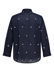 Bluse Boxy Fit - Night Sky/W CLOUD DANCER EMB H - Blau