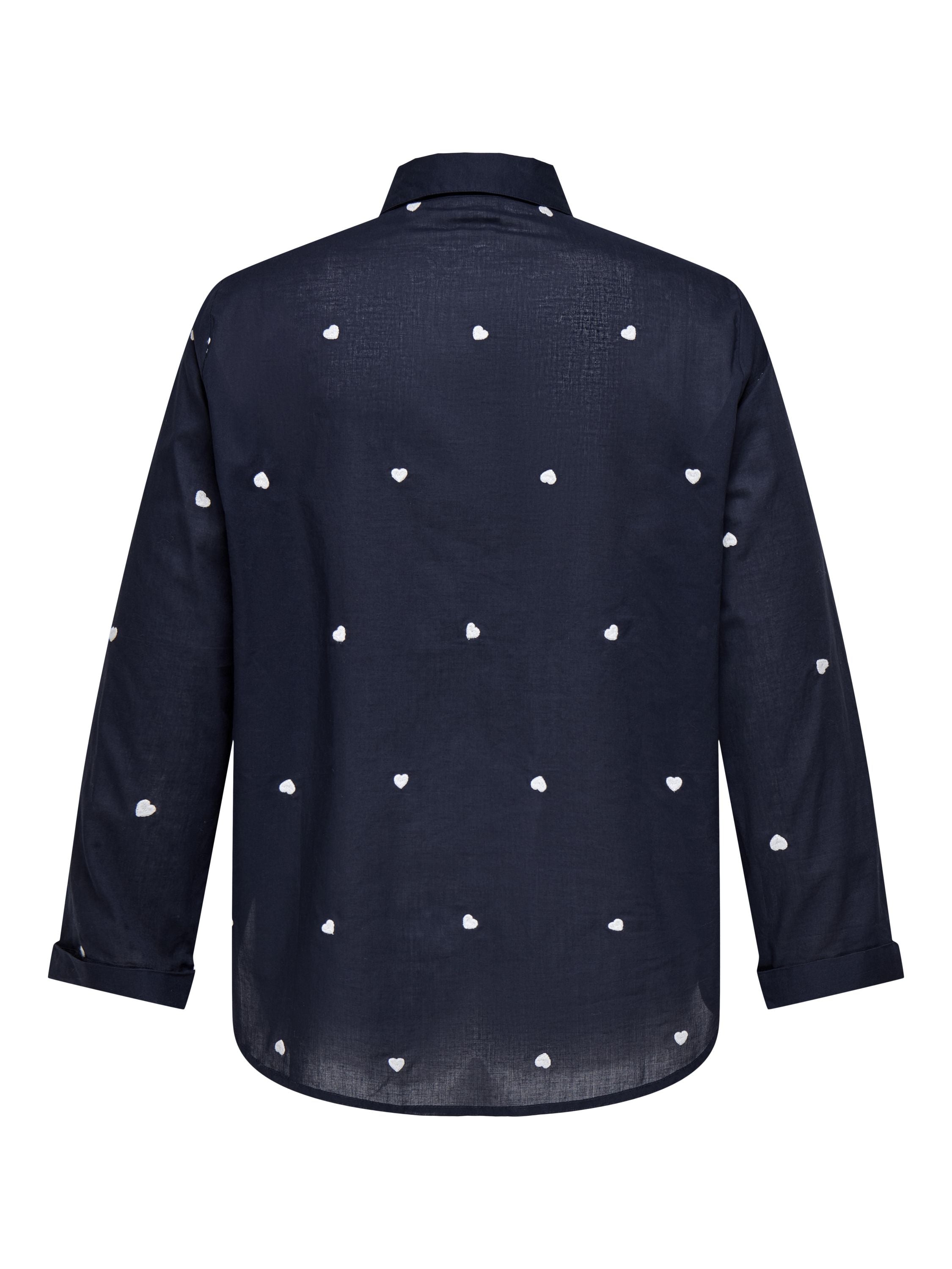 Bluse Boxy Fit - Night Sky/W CLOUD DANCER EMB H - Blau