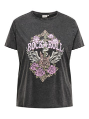 T-Shirt mit Aufdruck - Black/Rock - Grau