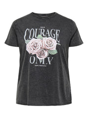 T-Shirt mit Aufdruck - Black/Rose courage - Grau