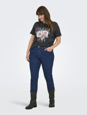 T-Shirt mit Aufdruck - Black/Rose courage - Grau