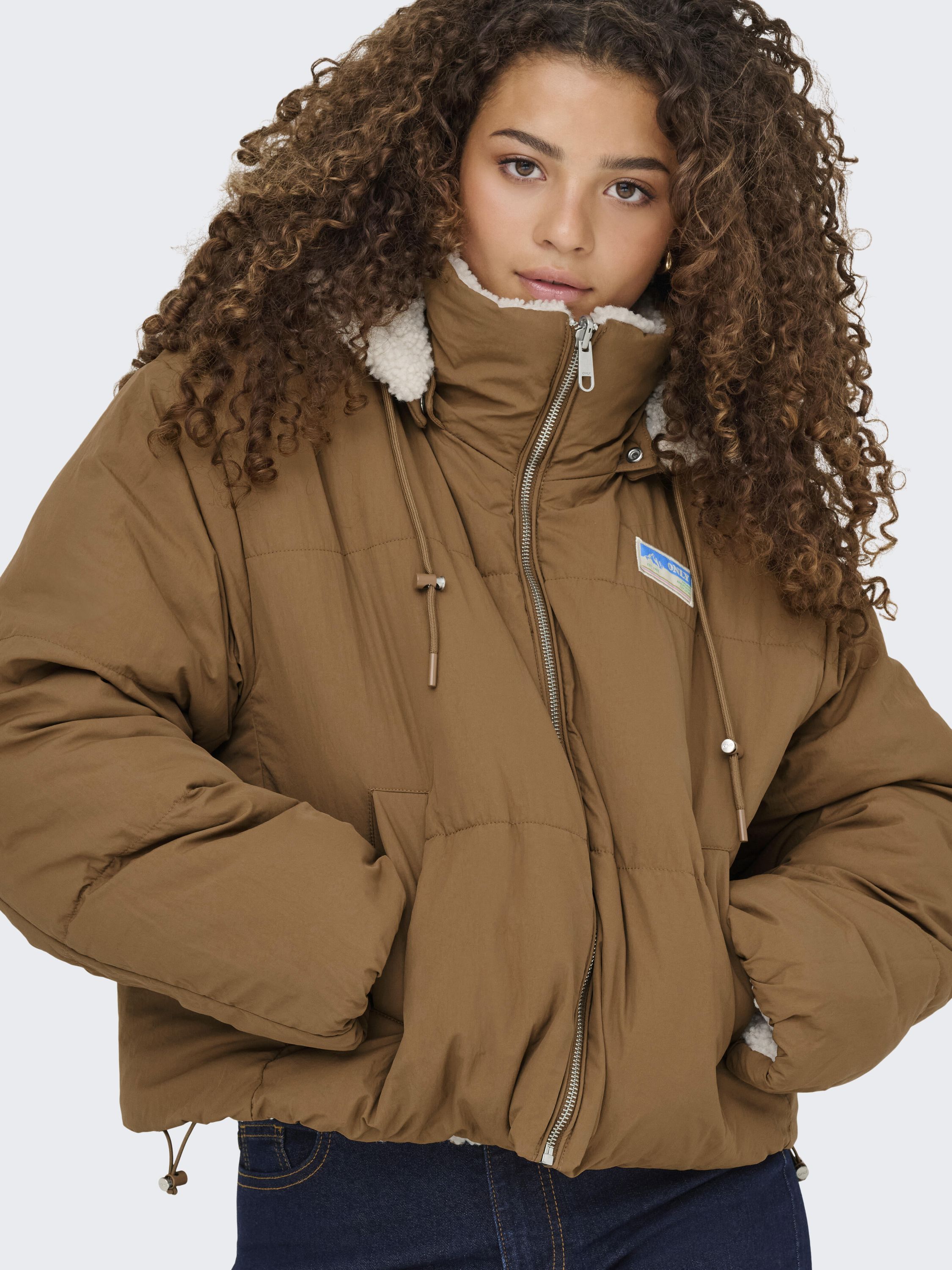 Teddyjacke mit Kapuze - Cloud Dancer/Toasted Coconut - Creme