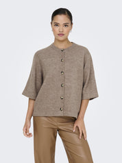 Strickjacke mit Knöpfen - Caribou/MELANGE - Braun