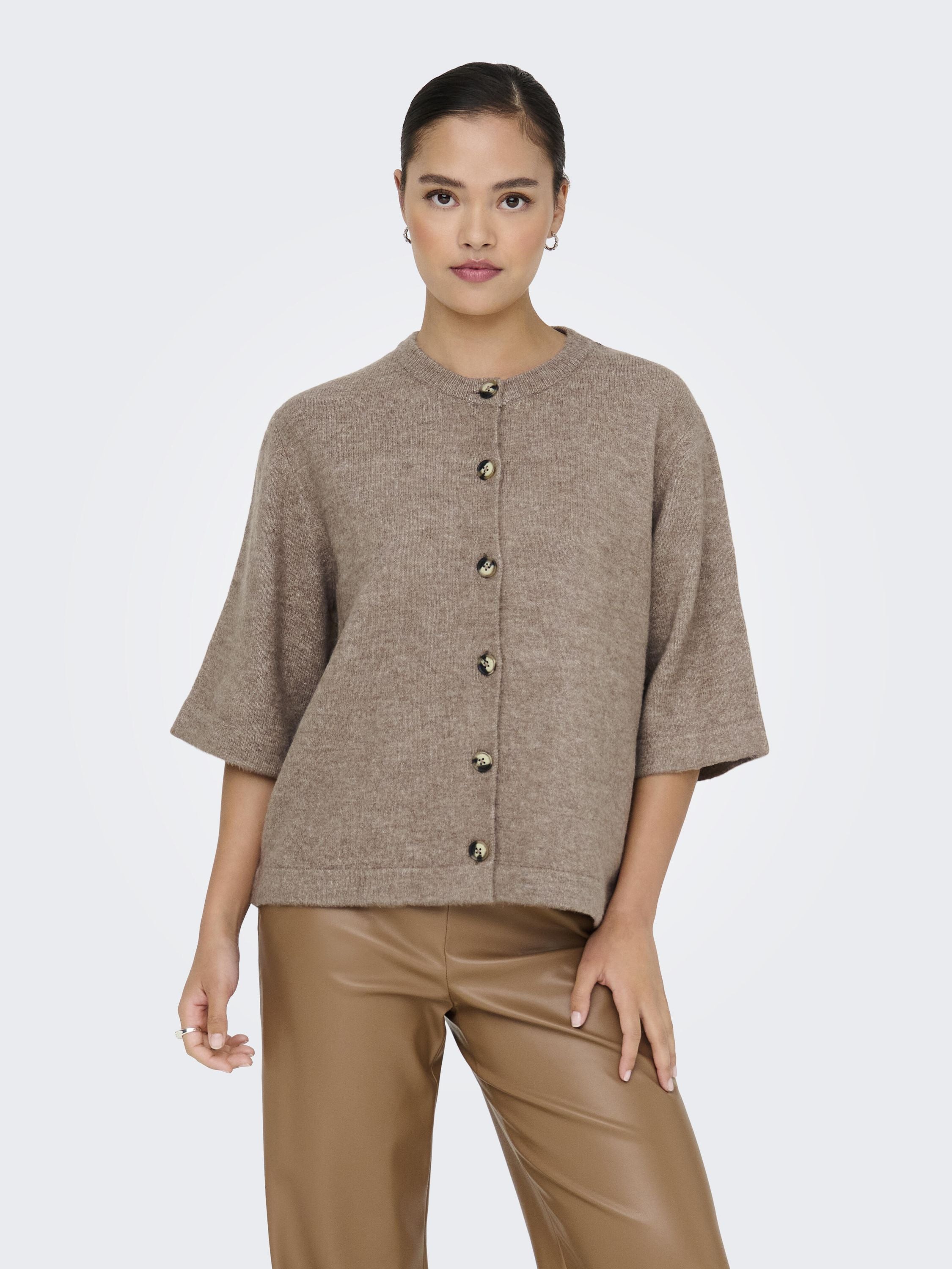 Strickjacke mit Knöpfen - Caribou/MELANGE - Braun