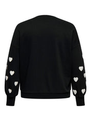 Sweatshirt MACY - Black/W. Cloud Dancer hearts - Schwarz
