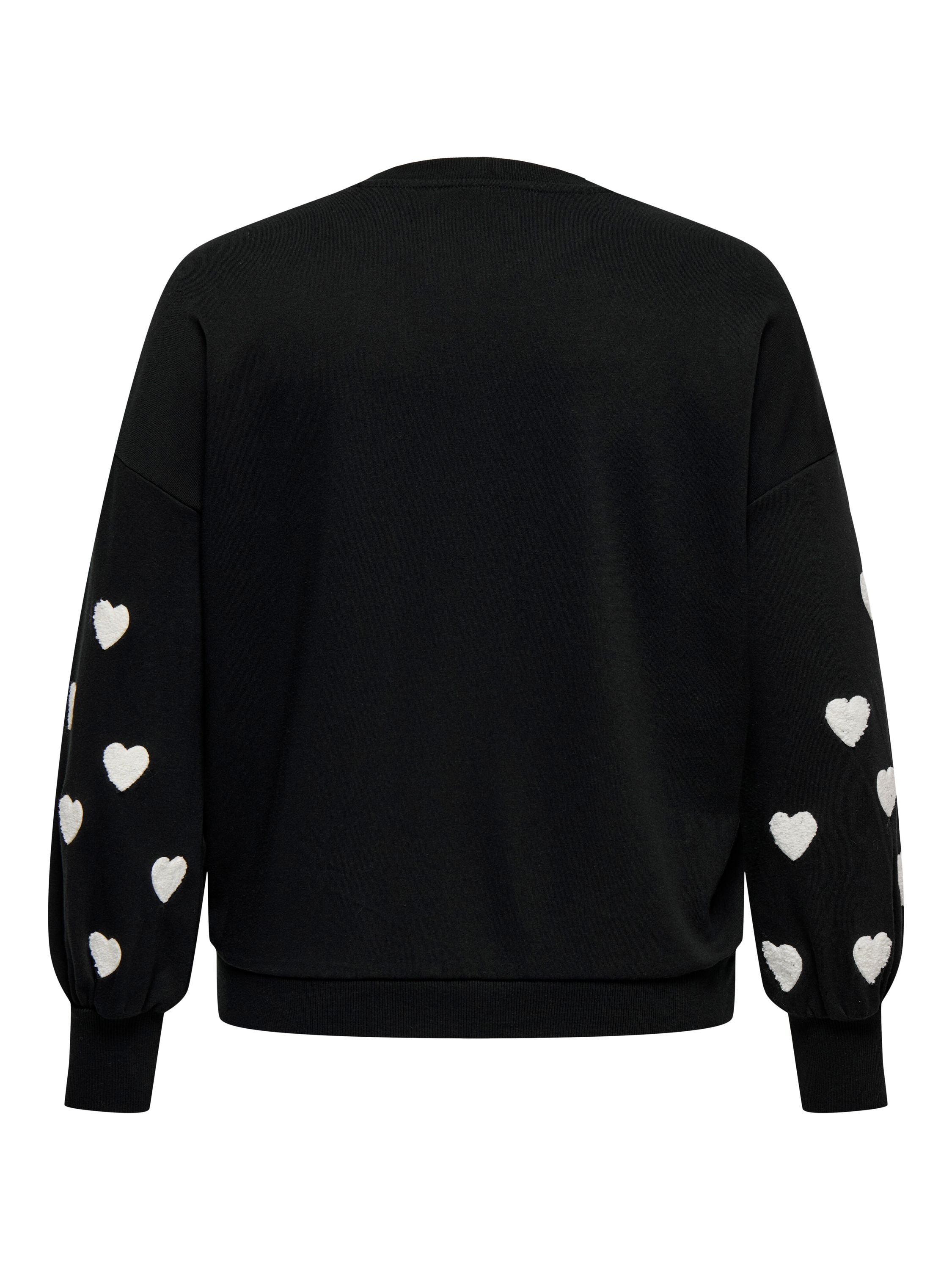 Sweatshirt MACY - Black/W. Cloud Dancer hearts - Schwarz