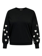 Sweatshirt MACY - Black/W. Cloud Dancer hearts - Schwarz
