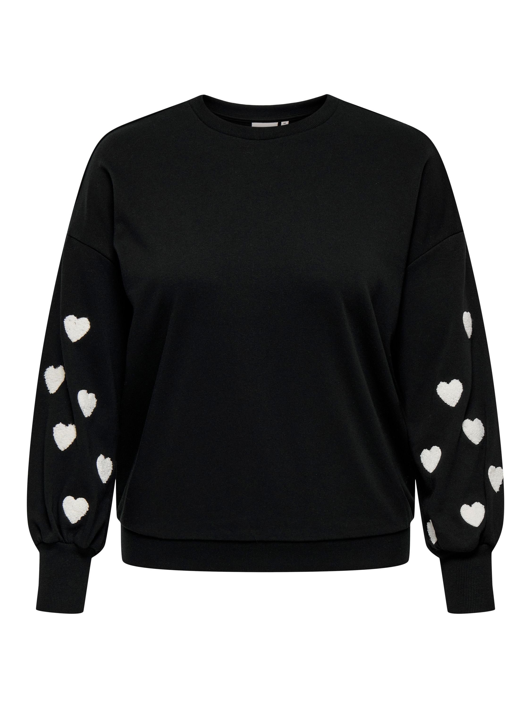Sweatshirt MACY - Black/W. Cloud Dancer hearts - Schwarz