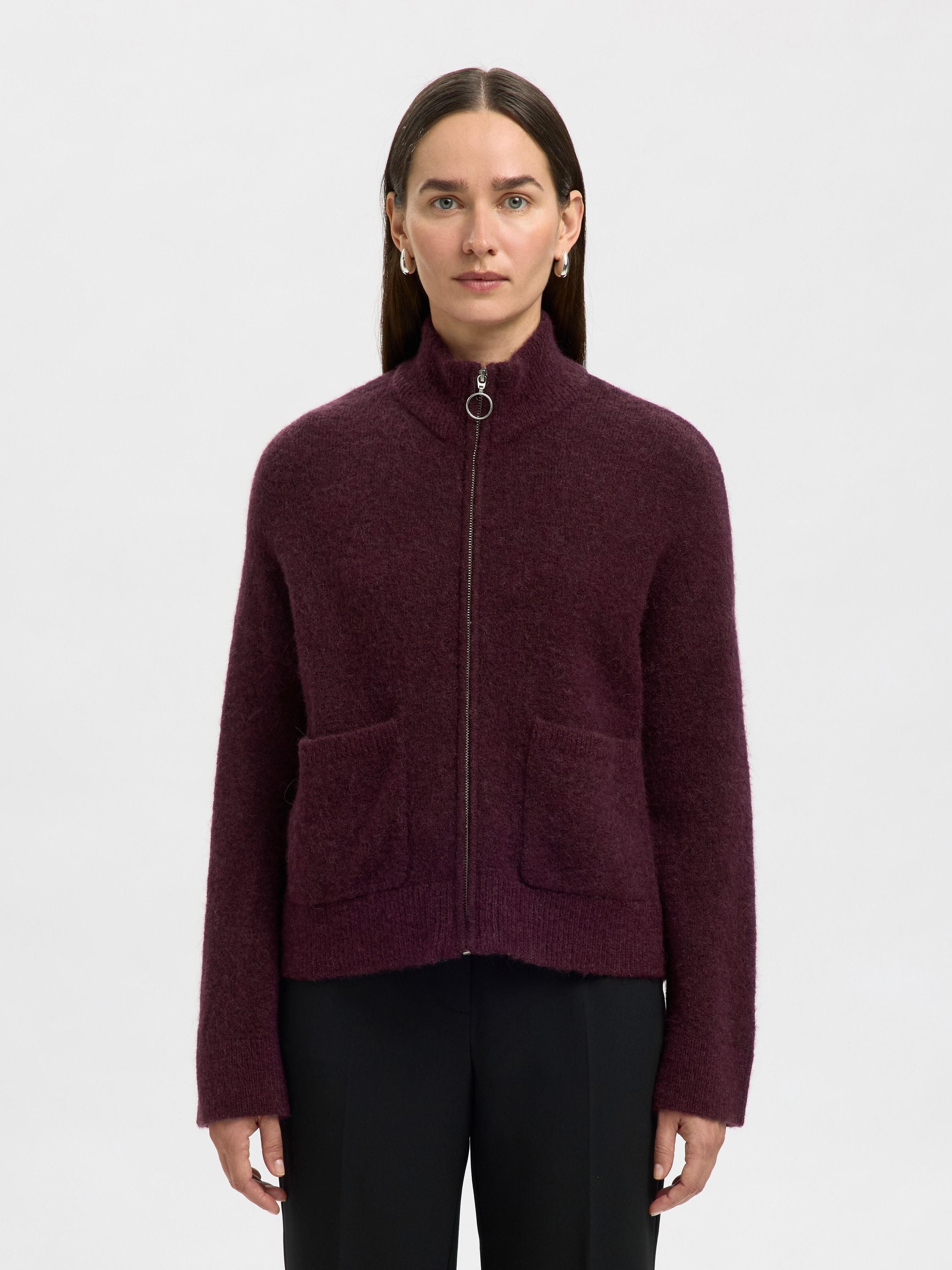 Strickjacke aus Wollmix - Fig/MELANGE - Violett