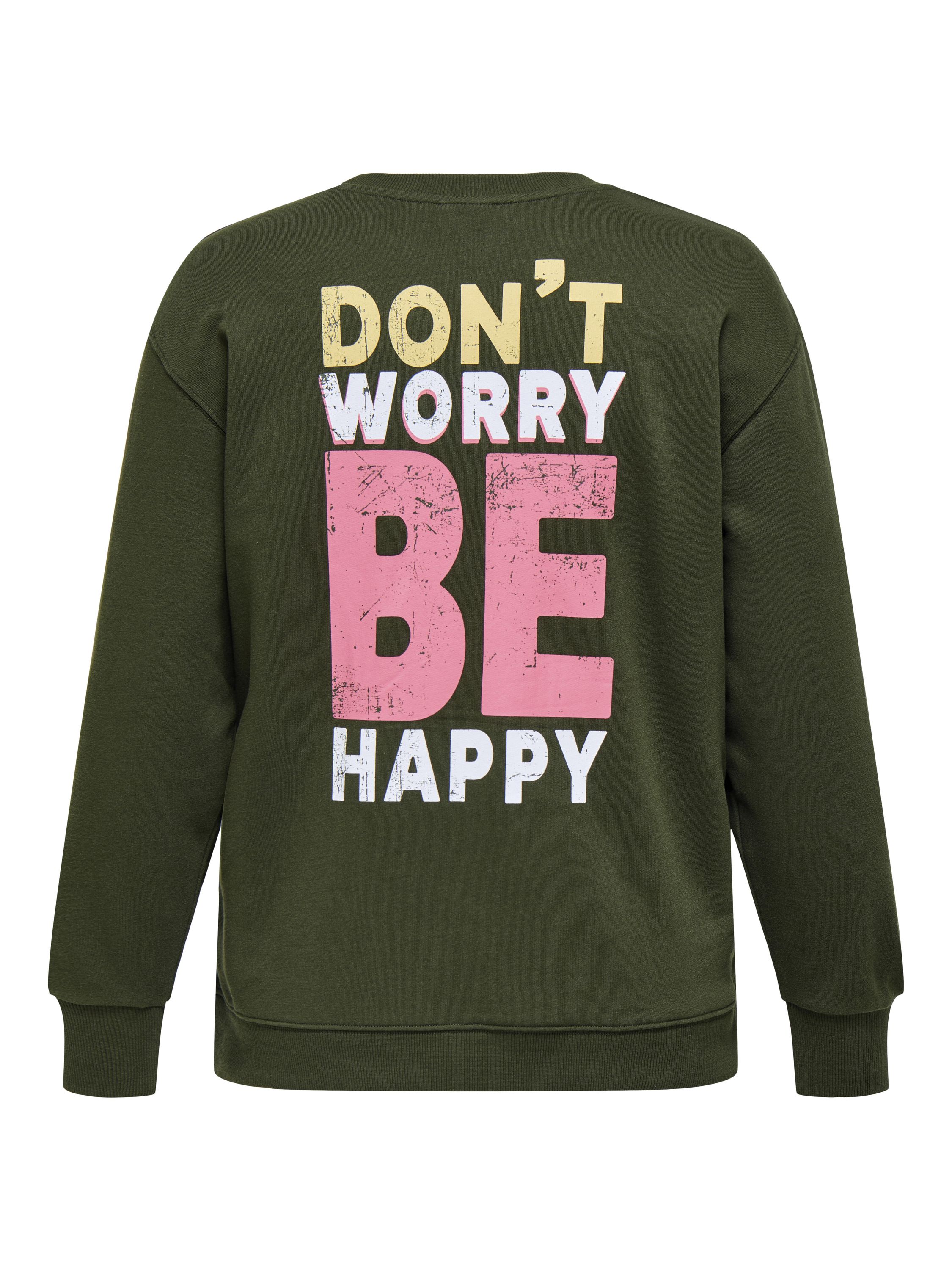Sweatshirt mit Back-Print - Forest Night/Be happy - Khaki