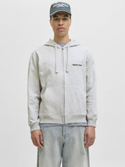 Sweatjacke - White Melange - Grau