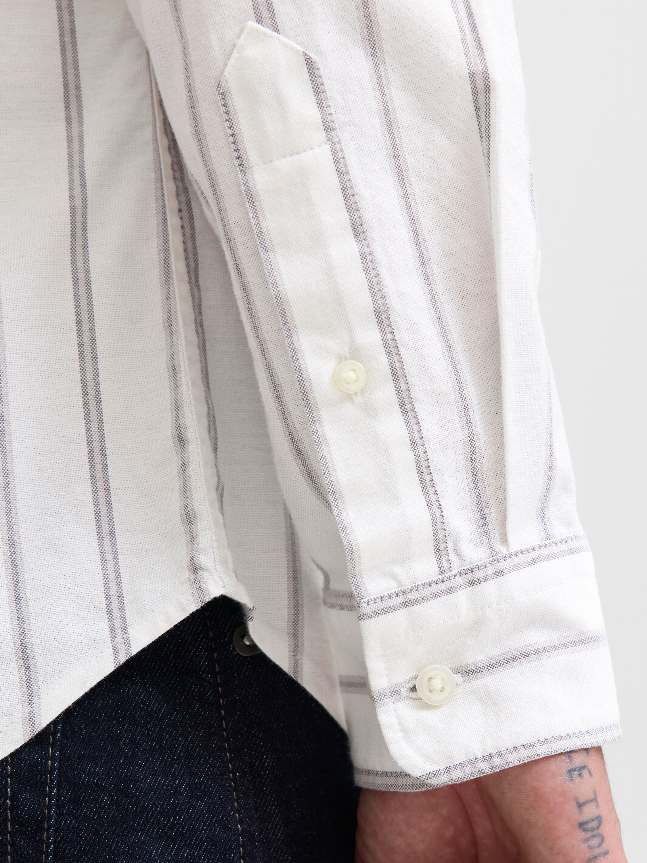 Hemd Slim Fit gestreift - Cloud Dancer/SLIM FIT - Weiß