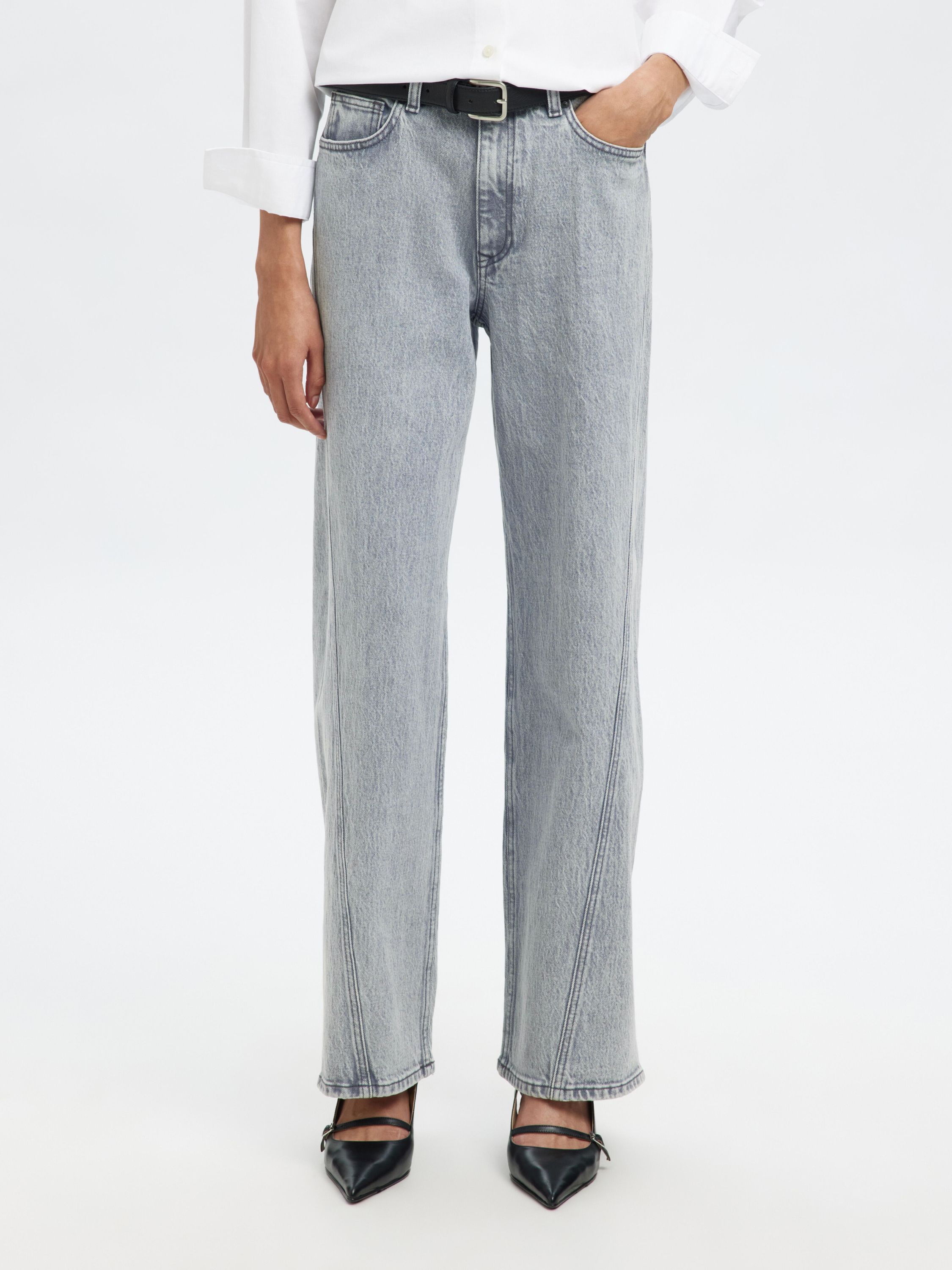 Jeans Wide Leg - Light Grey Denim/198 - Grau