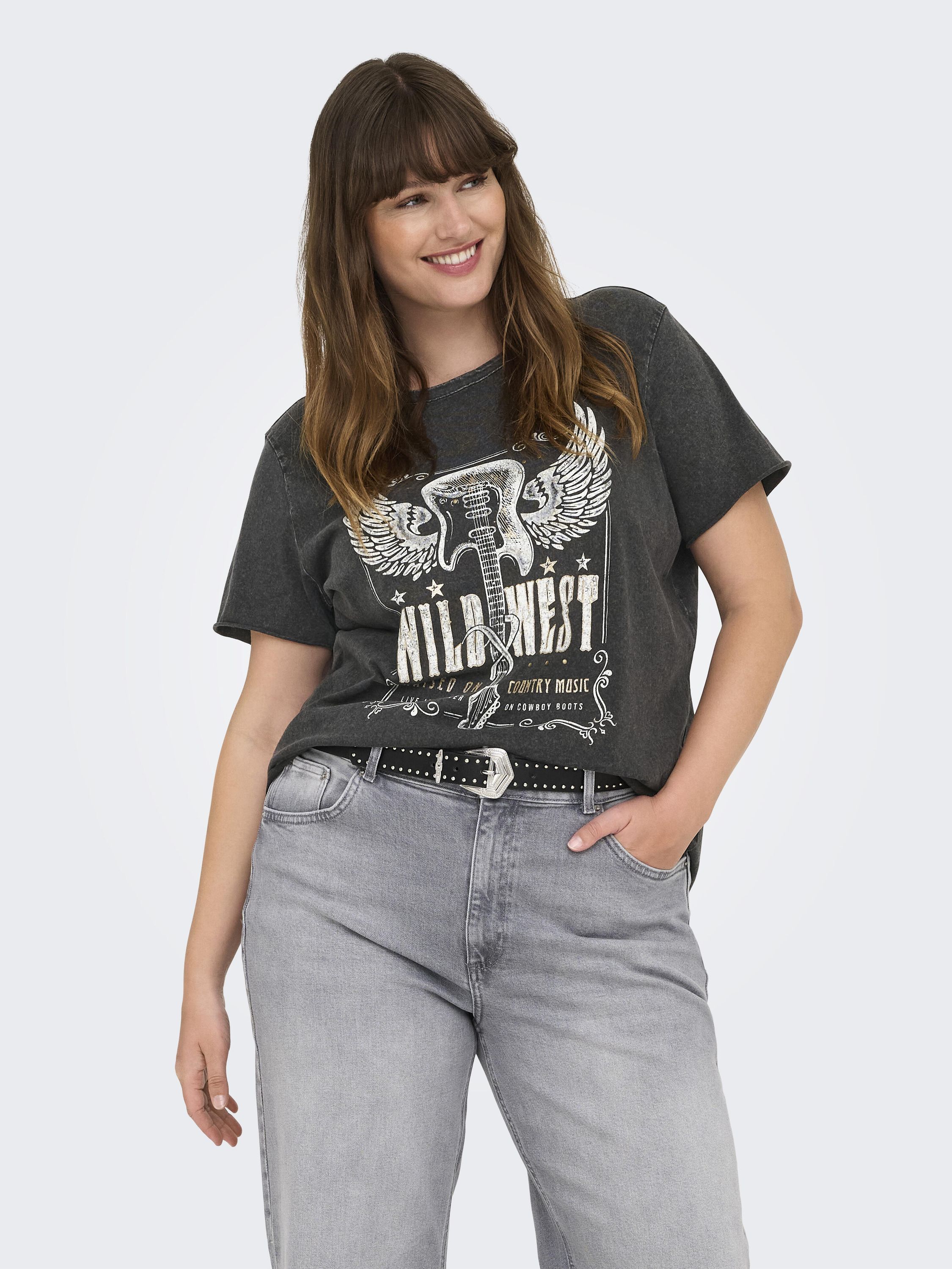 T-Shirt mit Aufdruck - Black/GUITAR - Grau