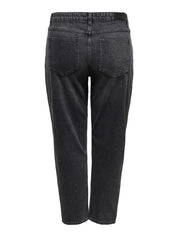 Mom Jeans - Washed Black - Grau