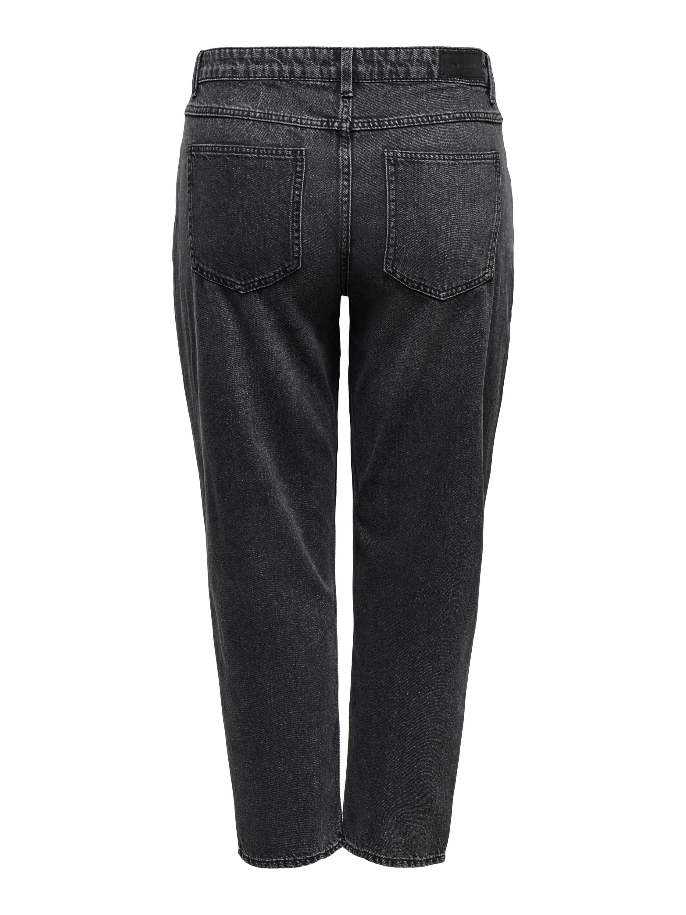 Mom Jeans - Washed Black - Grau