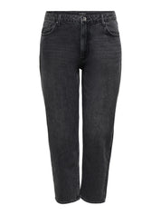 Mom Jeans - Washed Black - Grau