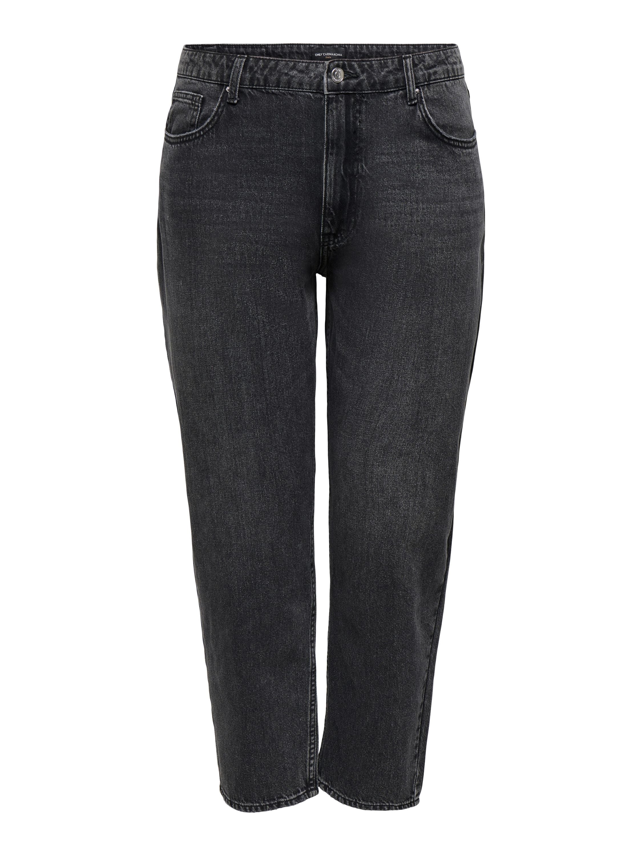 Mom Jeans - Washed Black - Grau