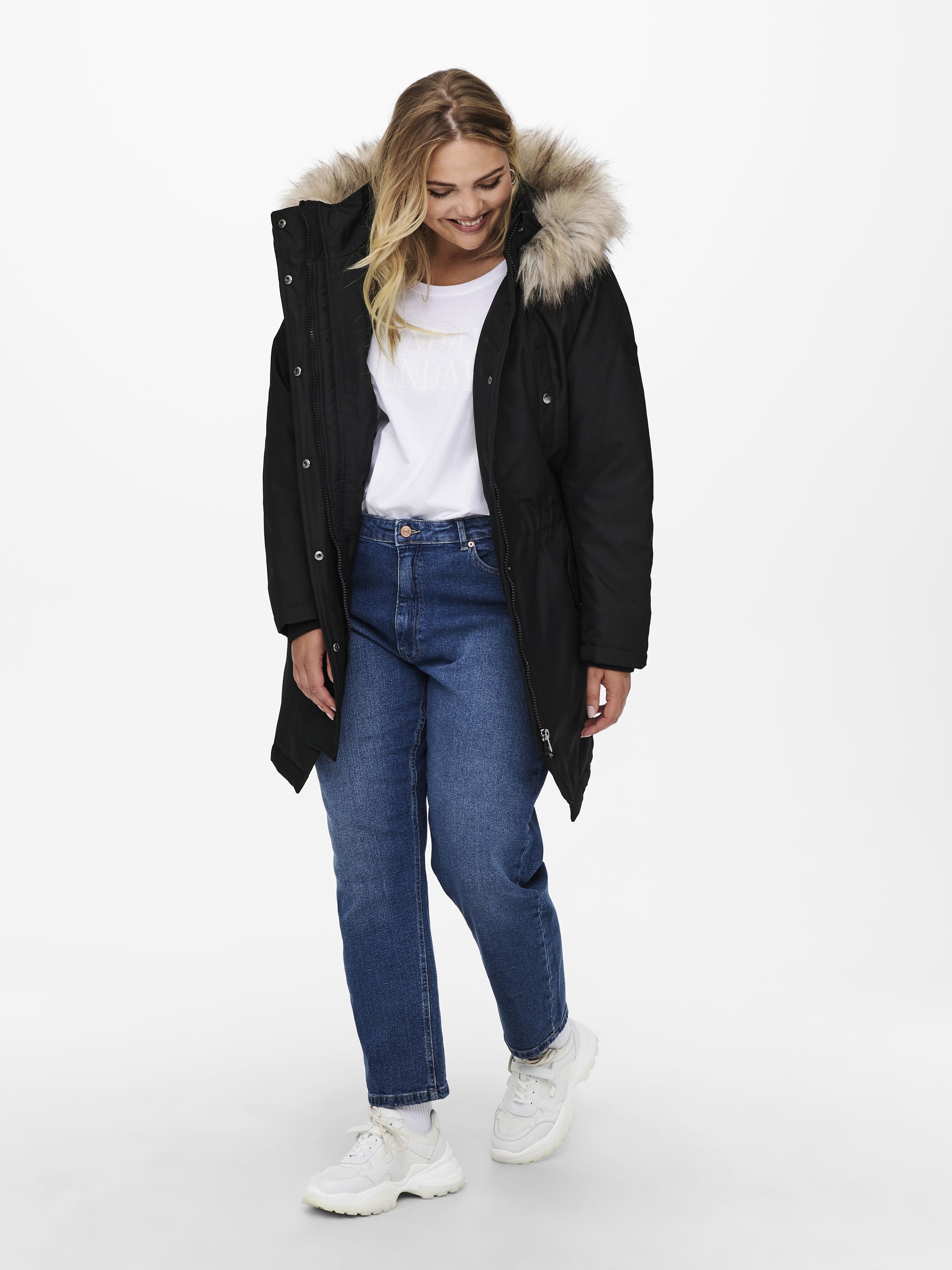 Parka Jacke - Black/NATURE FUR - Schwarz