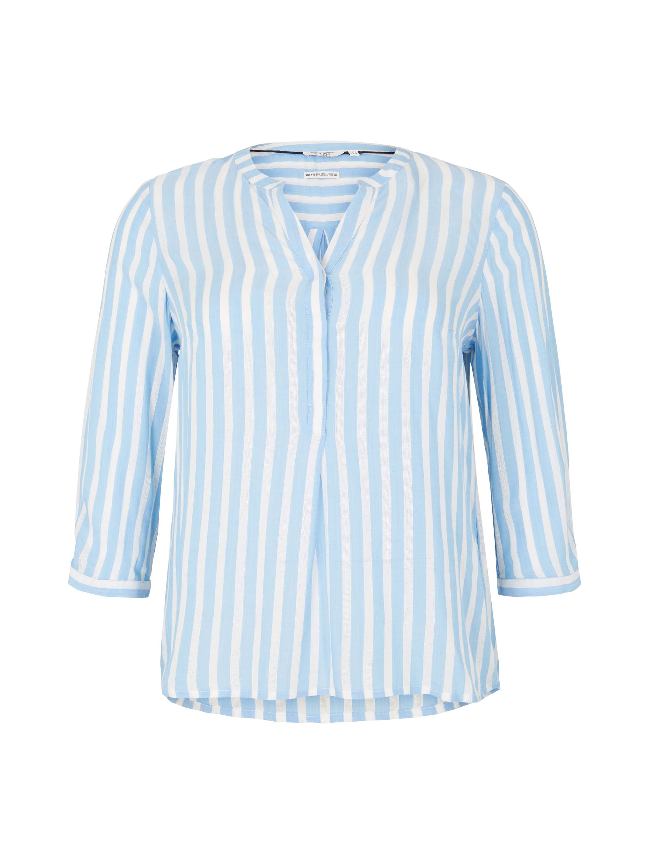 Gestreifte Bluse aus Viskose - 29238-bleu white stripe - Blau