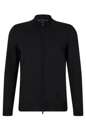 Wollpullover mit Zip - 001-Black - Schwarz