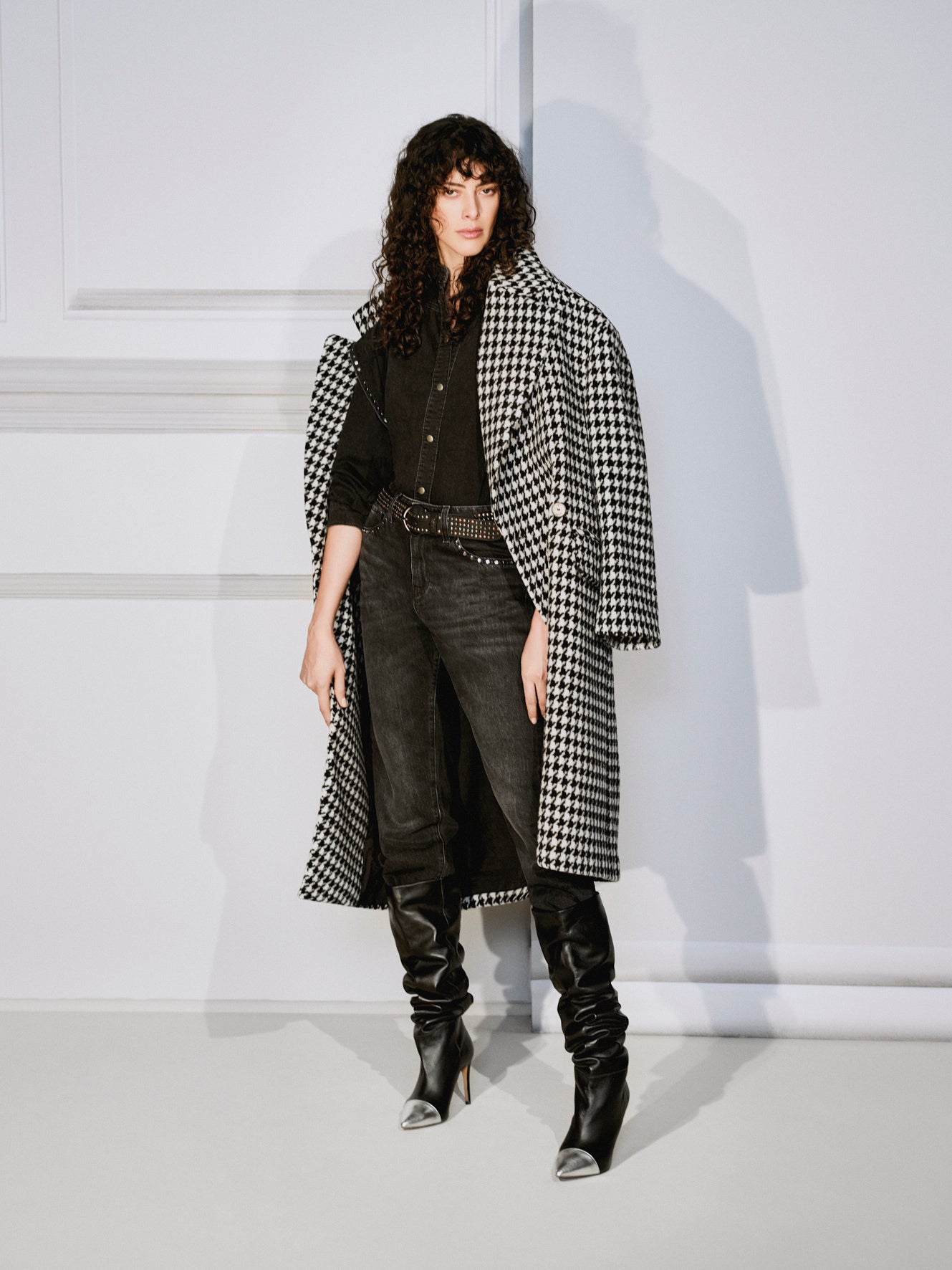 Mantel mit Hahnentritt-Muster – L&T - Main Image