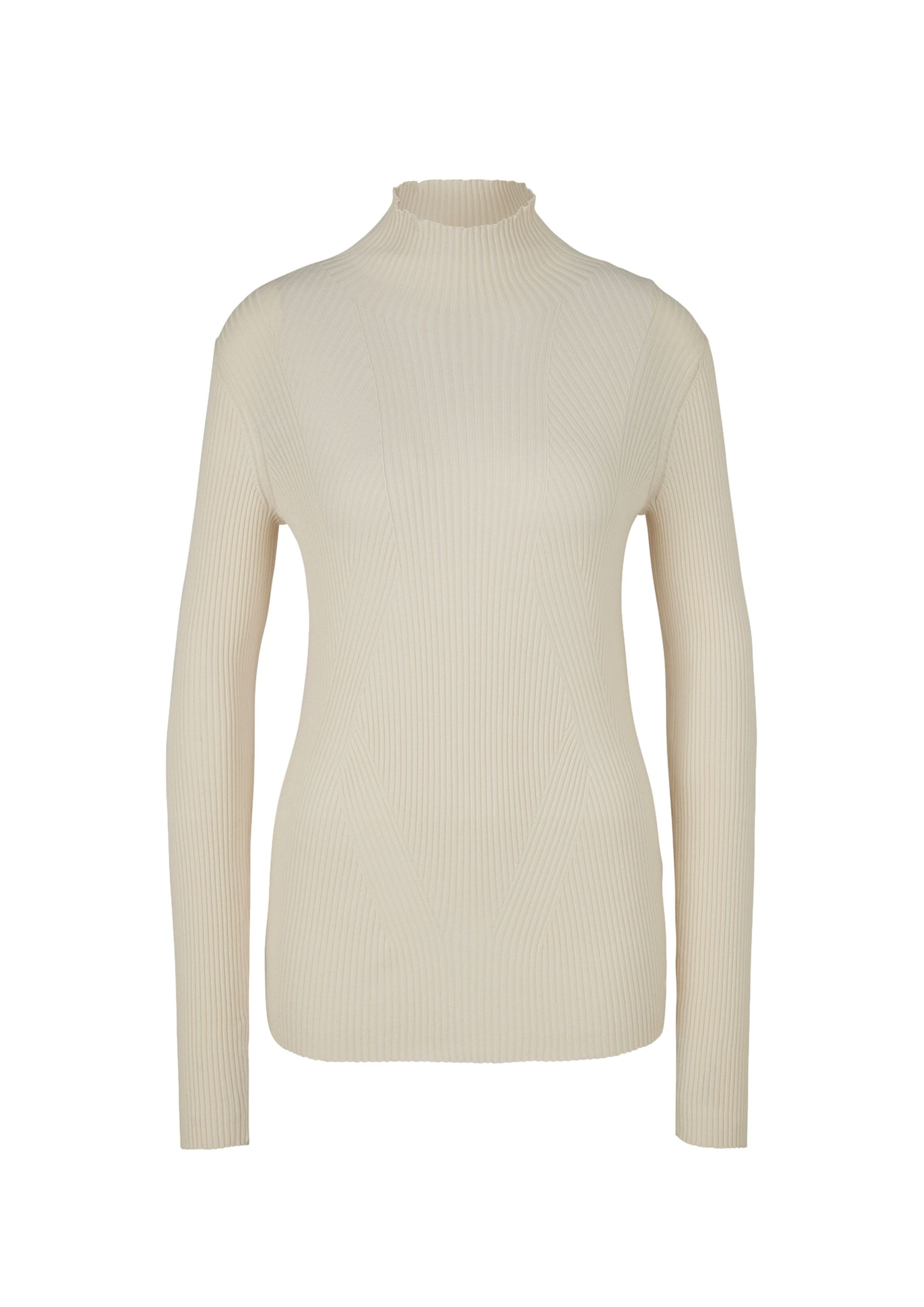 Rollkragenpullover aus Rippstrick - 135-Open White - Creme