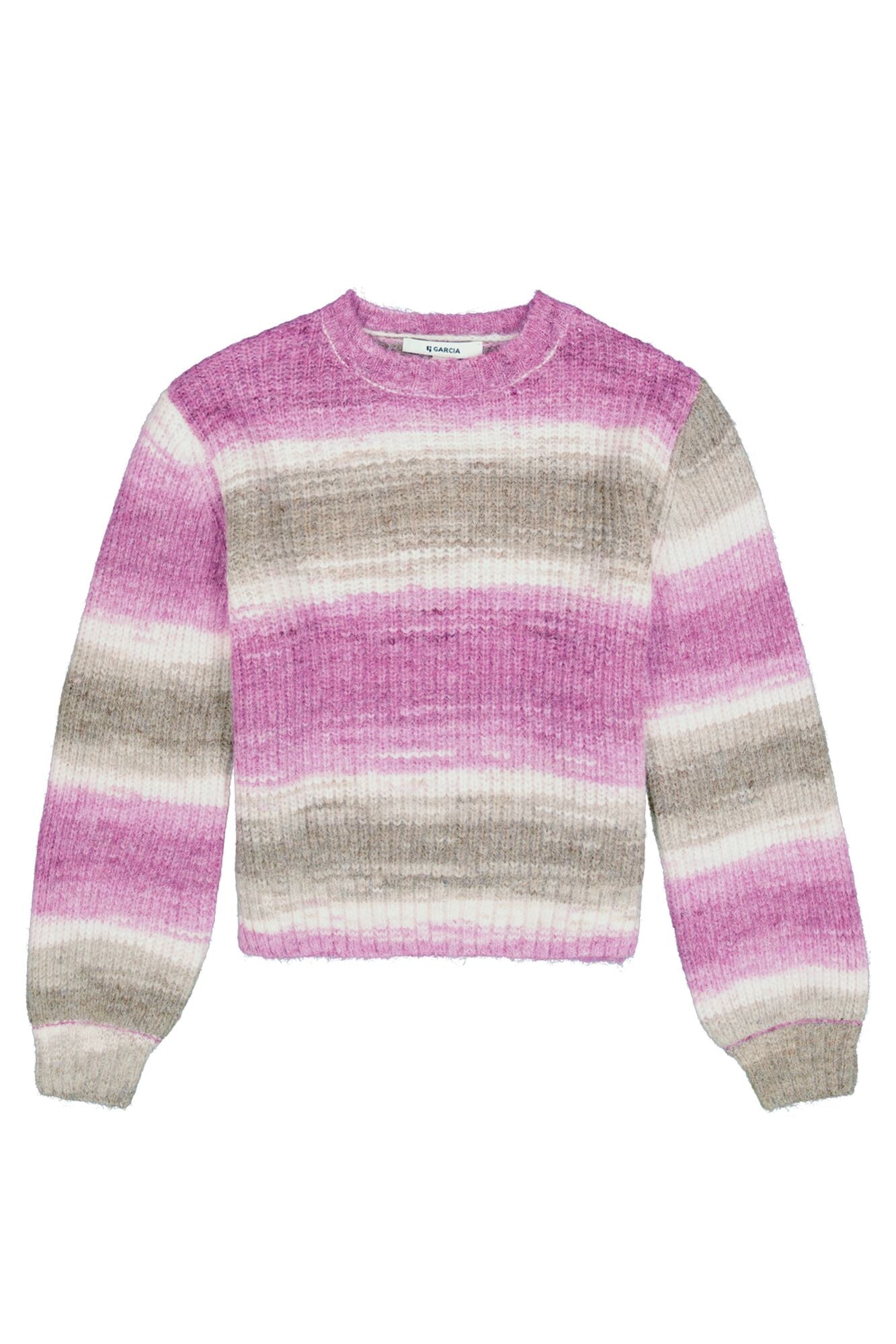 Pullover mit gestreiftem Übergang - 7952 - Violett | Rosa | Braun