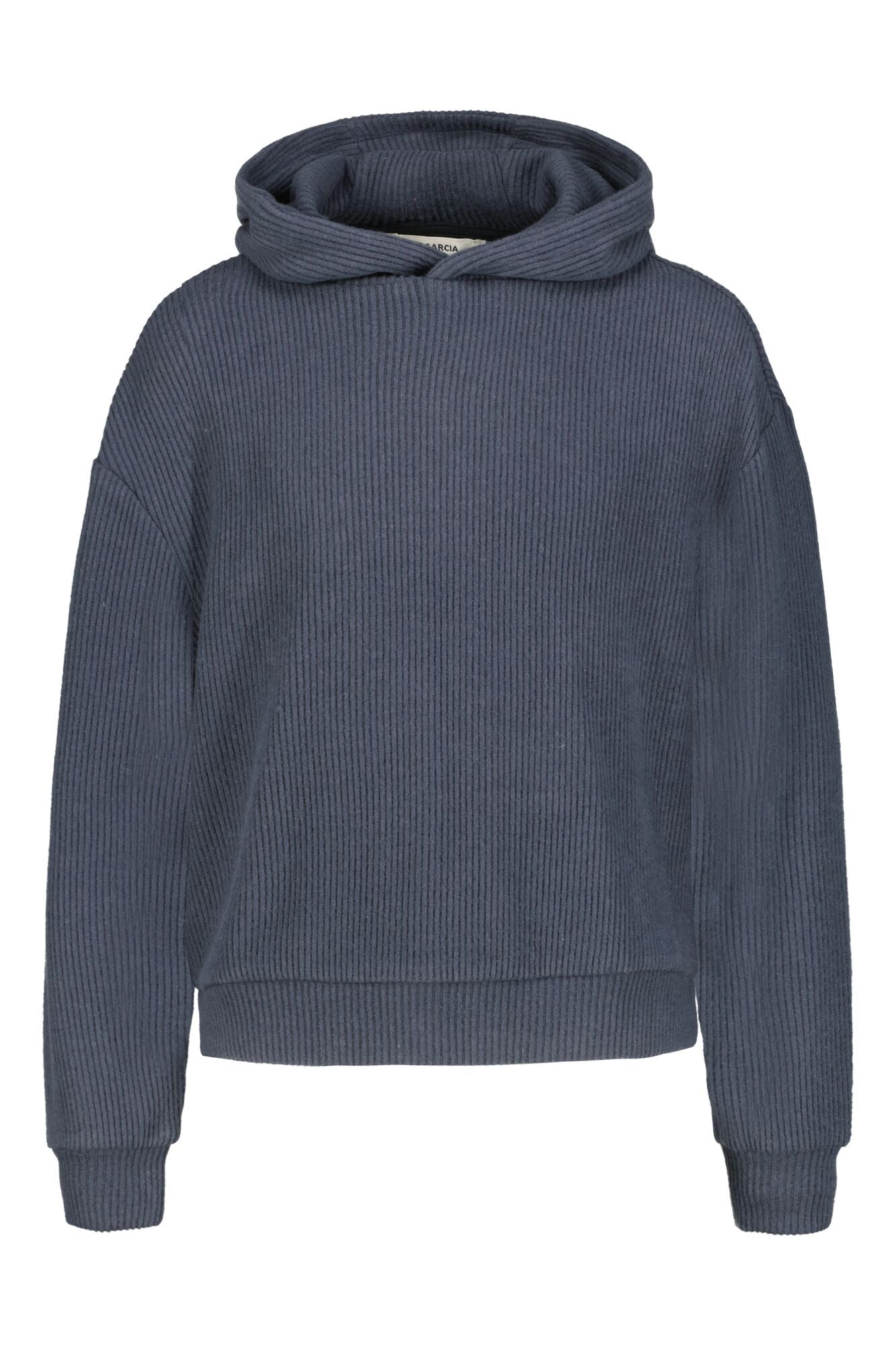 Gerippter  Kapuzenpullover - 9112 - Grau