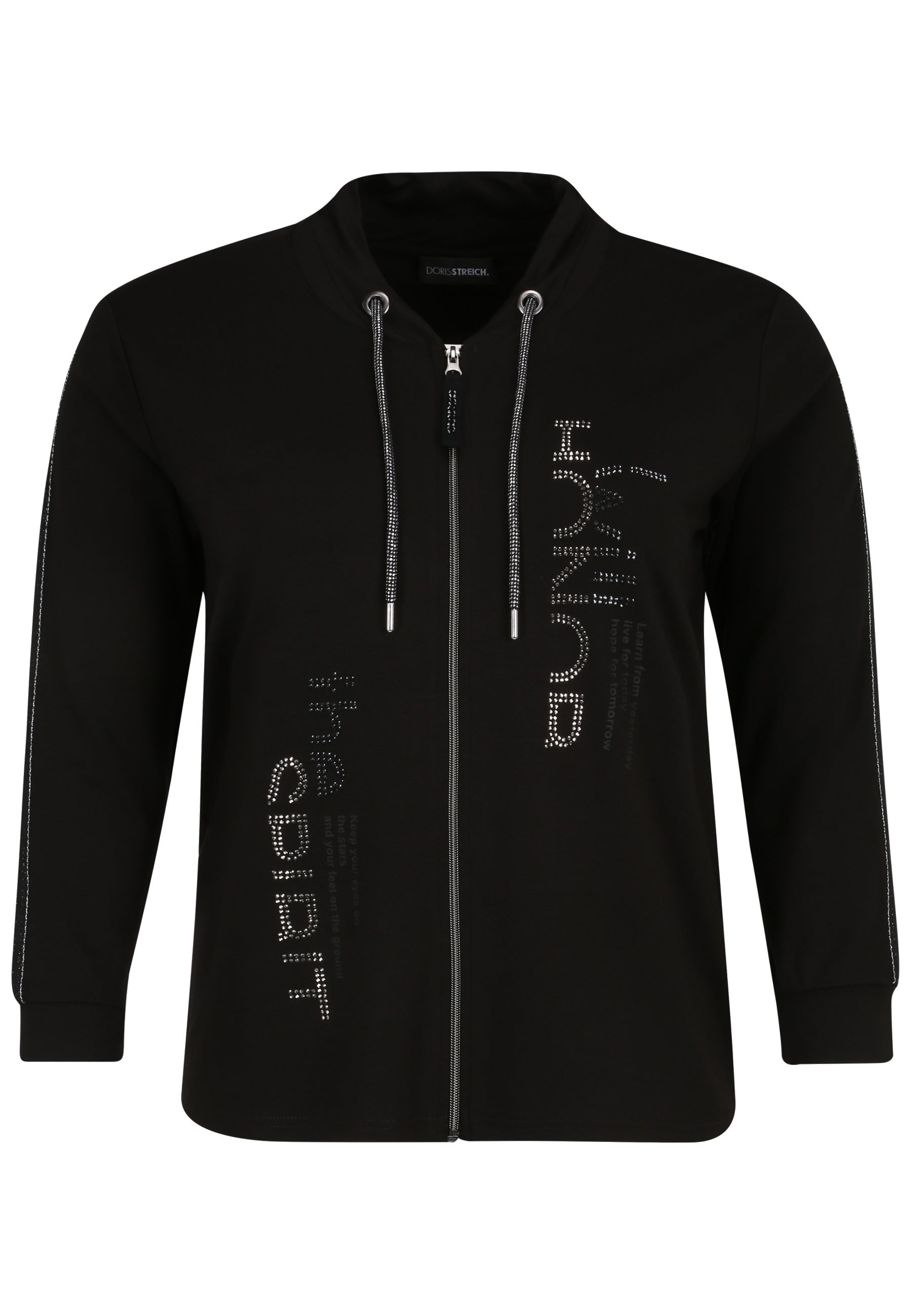 Sweatjacke mit Strassbesatz - 99-Schwarz - Schwarz