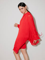 Chiffon-Kleid - 622-Bright Red - Rot