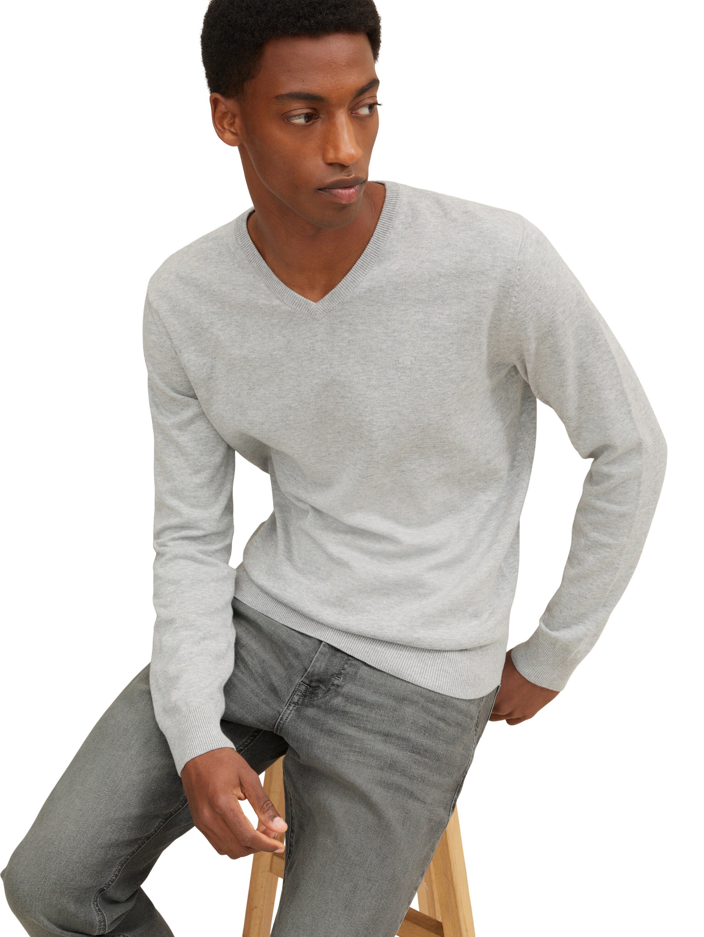 Pullover - 14427-Light Soft Grey Melange - Grau