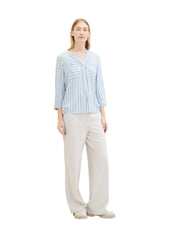 Gestreifte Bluse aus Viskose - 35221-offwhite blue vertical s - Blau