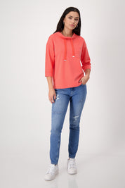 Sweatshirt mit Strass-Detail - 494 bright coral - Rosa