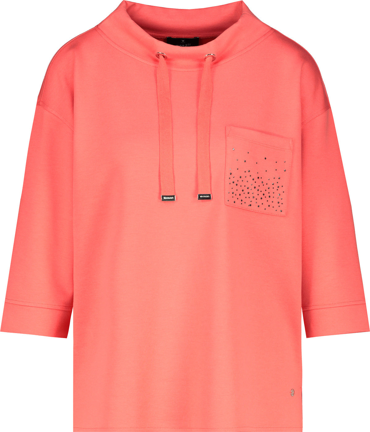 Sweatshirt mit Strass-Detail - 494 bright coral - Rosa