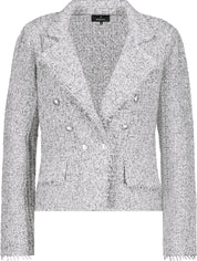 Tweed-Blazer mit metallischen Fasern - 124 cloudy grey - Grau | Silber