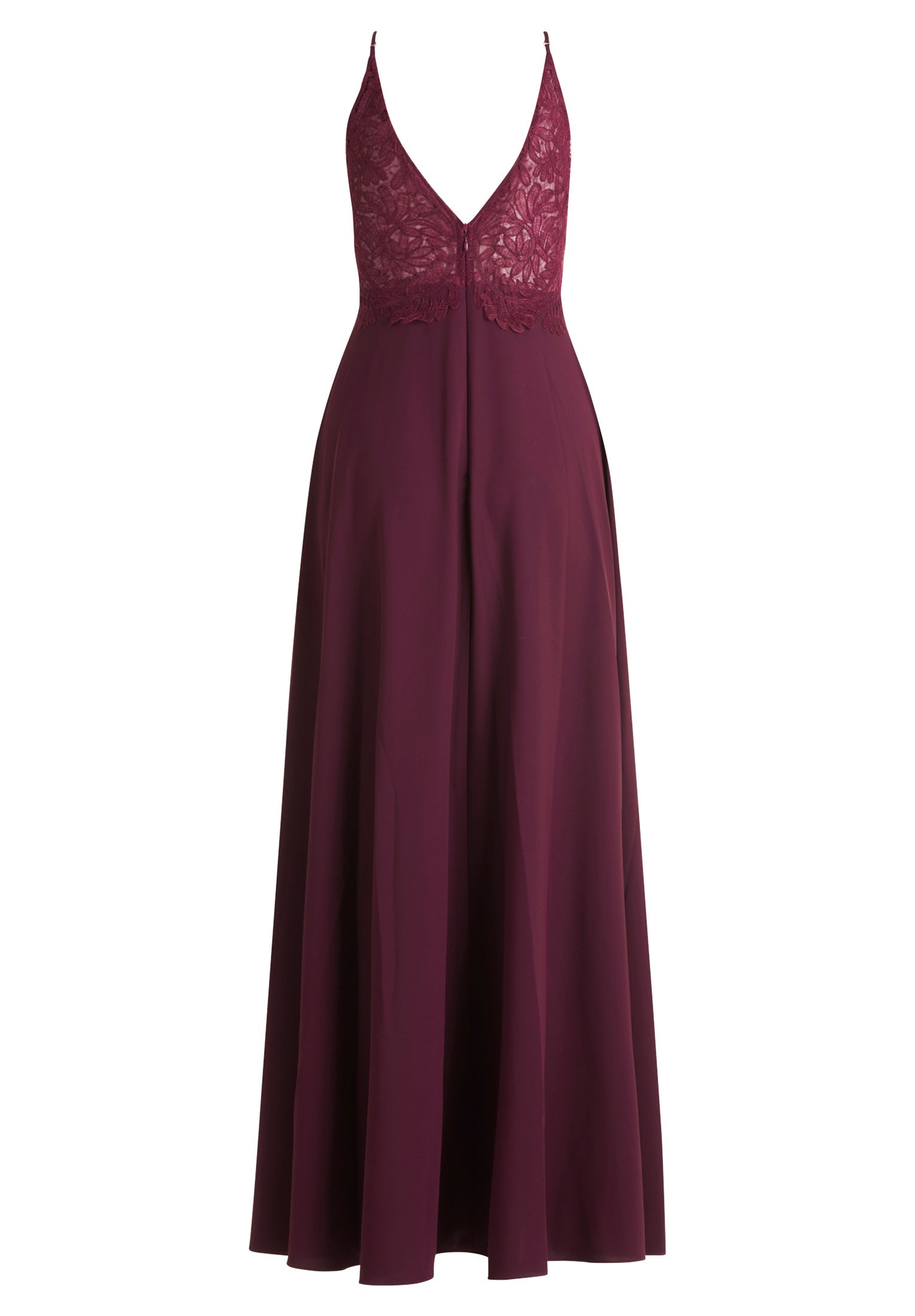 Abendkleid mit Spitzenbesatz - 6331-Shiny Bordeaux - Rot