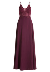 Abendkleid mit Spitzenbesatz - 6331-Shiny Bordeaux - Rot