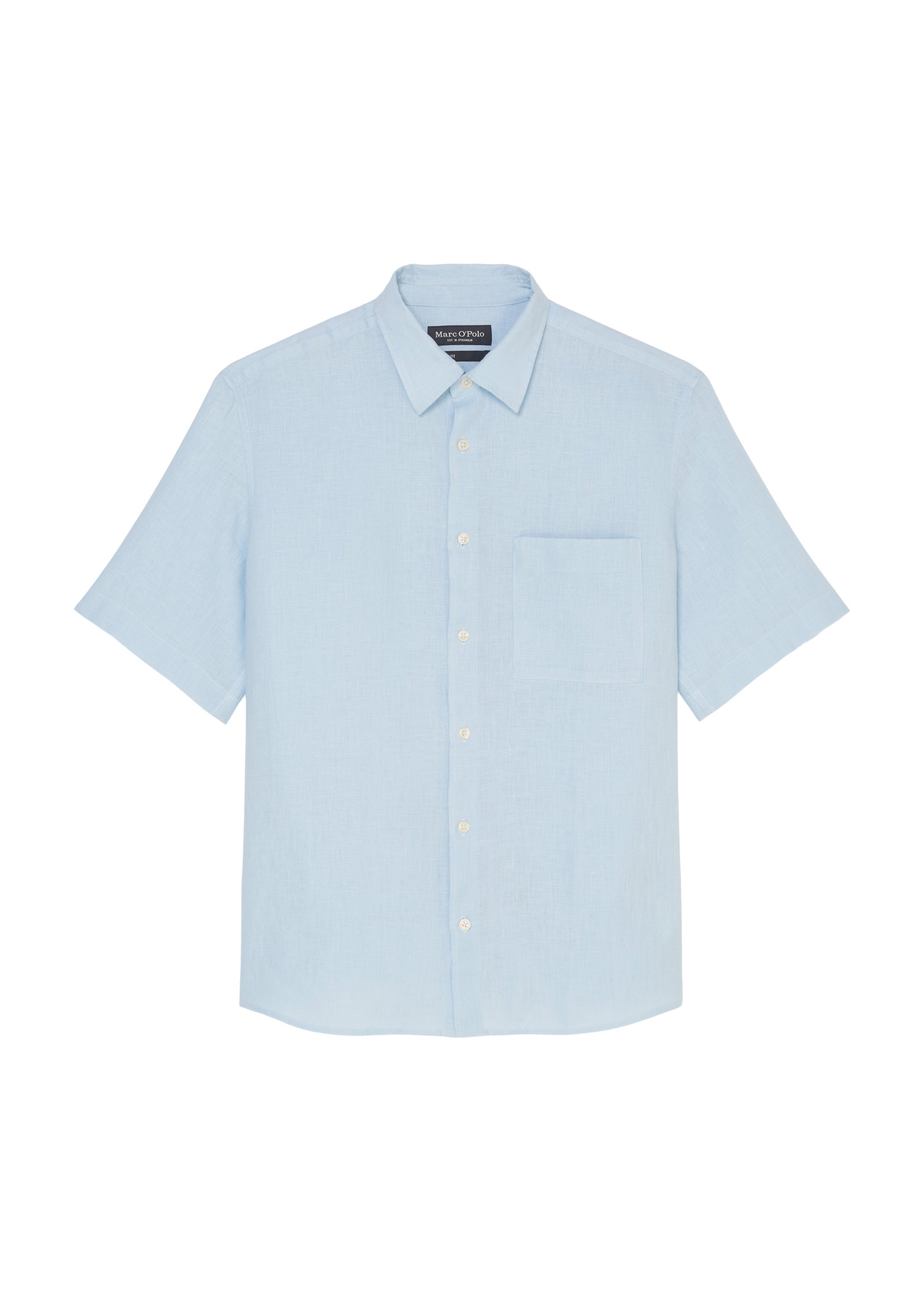 Kurzärmeliges Leinenhemd Regular Fit - 826-homestead blue - Blau