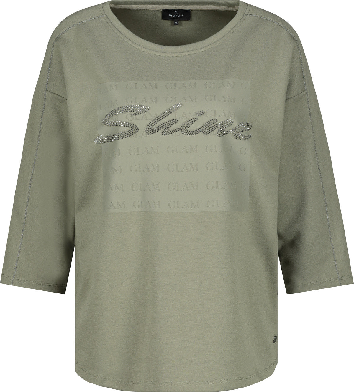 Sweatshirt mit Strass-Schriftzug - 640 sage - Khaki