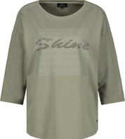 Sweatshirt mit Strass-Schriftzug - 640 sage - Khaki