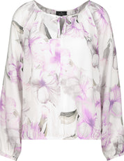 Bluse aus Viskose - 126 cloudy grey gemustert - Rosa | Weiß